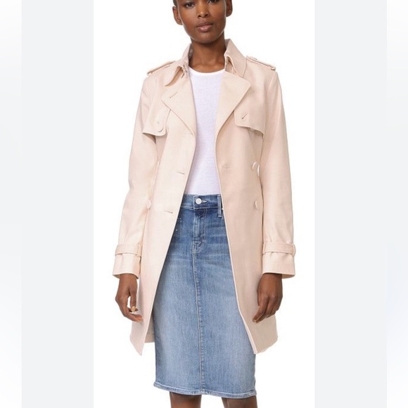 Club Monaco Rasa Soft Trench Coat In Pale Pink Size Medium - Picture 1 of 12